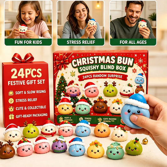 Christmas Squishy Advent Calendar 24 Day Countdown Surprise Box Dumpling Squishies Slow Rebound Squeeze Sensory Gift Decor