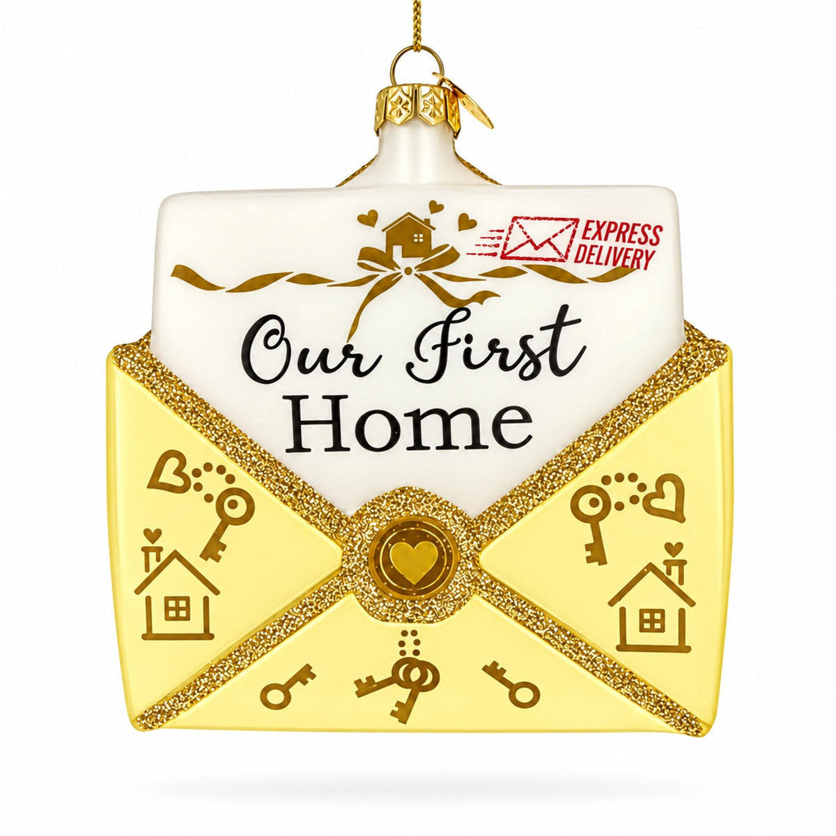 New Homeowner Housewarming Envelope Letter Box Glass Christmas Ornament